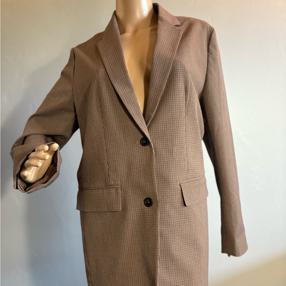 Uniqlo Women's Brown Checkered Blazer Size Large